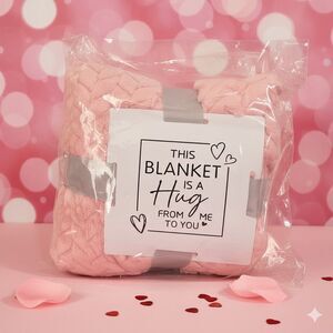 Soft Pink Faux Fur Throw Blanket Hug From Me To You Plush Gift New Ribbons